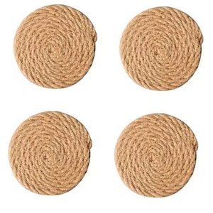 Set 4 coaster/suport pahare, AllizBan®, diametru 11 cm, antiderapant, Ratan sintetic, Bej