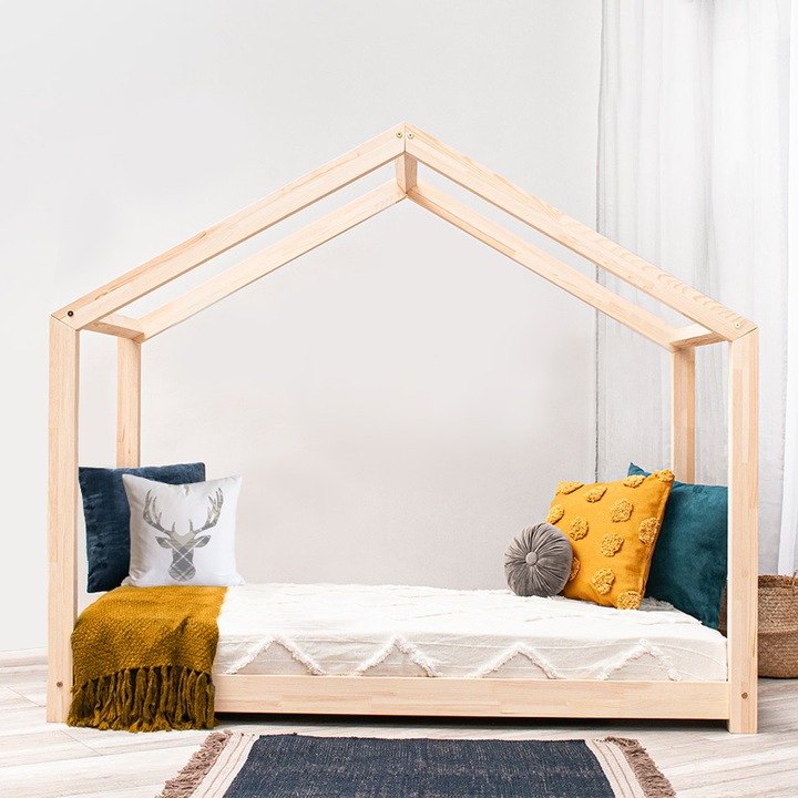 Легло Монтесори Little Amy, Cozi Cottage, естествен бор, без парапети, 80 х 160 см