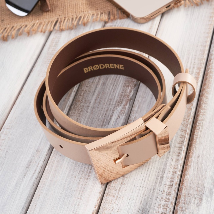 Curea pantaloni de dama din piele Brodrene OPD-07, Bej, 100