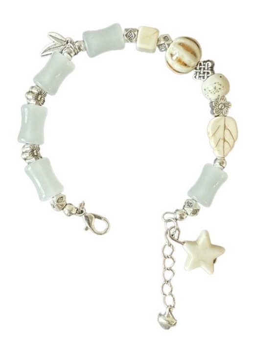 Bratara din sticla, ajustabila, alb, pentru femei