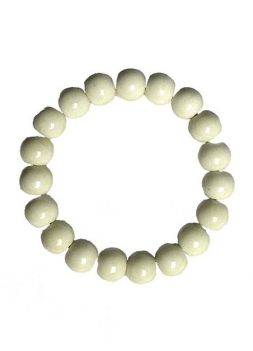 Bratara ceramica, ajustabila, crem, margele unicat