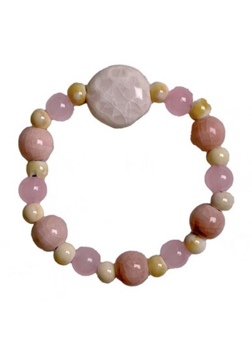 Bratara ceramica, roz pastel, ajustabila