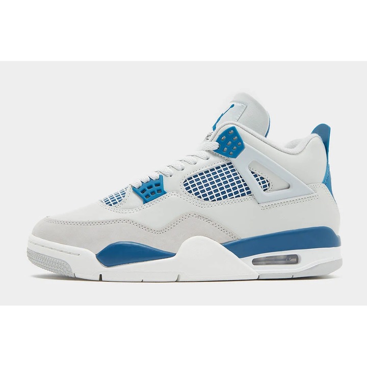 Pantofi Sport, Jordan, 4 Retro Military Blue (2024), Alb/ Albastru, 43 EU