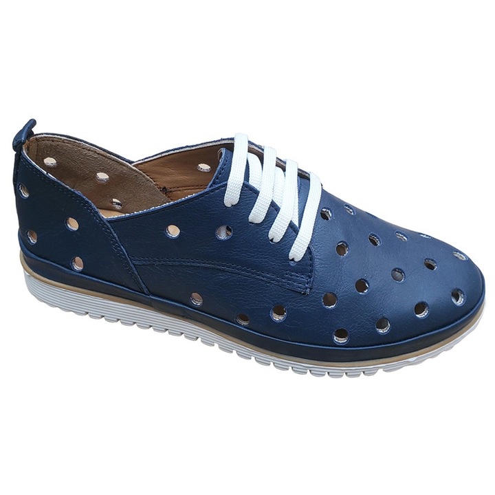 Pantofi dama de vara din piele naturala, Bleumarin