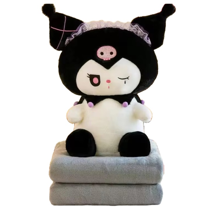 Играчка Plus Type Kuromi с одеяло и корона, 45 см