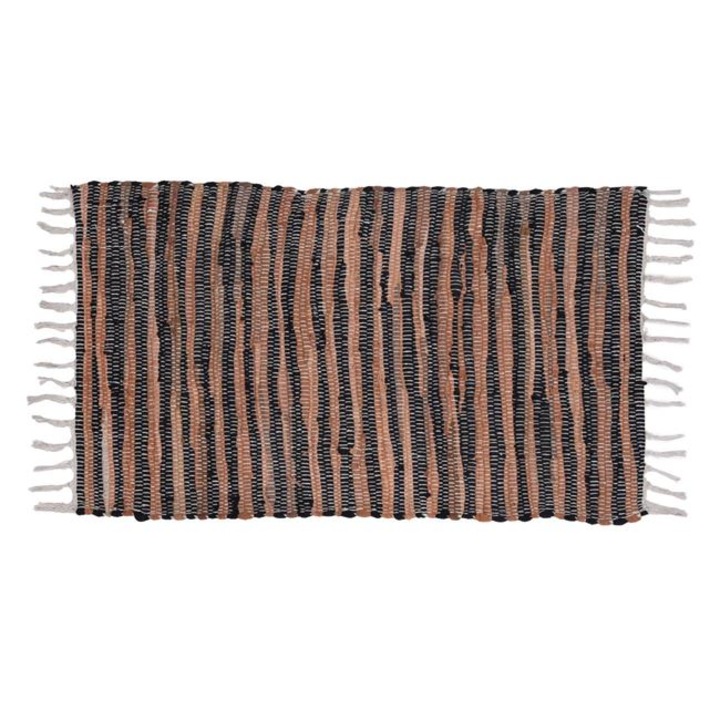 Pres traditional, impletituri, franjuri, negru cu maro, 80x50 cm