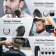 Masina de tuns profesionala, Qtenzivize, Multifunctionala 6 in 1, cu 16 piese, pentru tuns parul, barba, mustata, nasul, urechile si corpul, Aparat de tuns reincarcabil, Afisaj LED, 7500 rpm, Negru alb