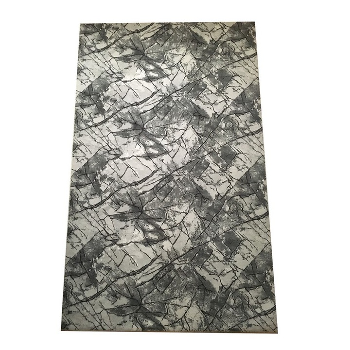 Covor Antiderapant cu Nuante Gri, Abstract, Poliester, 80 x 150 cm