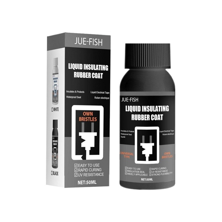 Banda Izolatoare Lichida Auto-Intarita - Solutie Impermeabila cu Rezistenta Termica -80°C pana la +200°C, Pentru Reparatii Electronice/Auto/Industriale, Certificat RO-ISO (Negru)