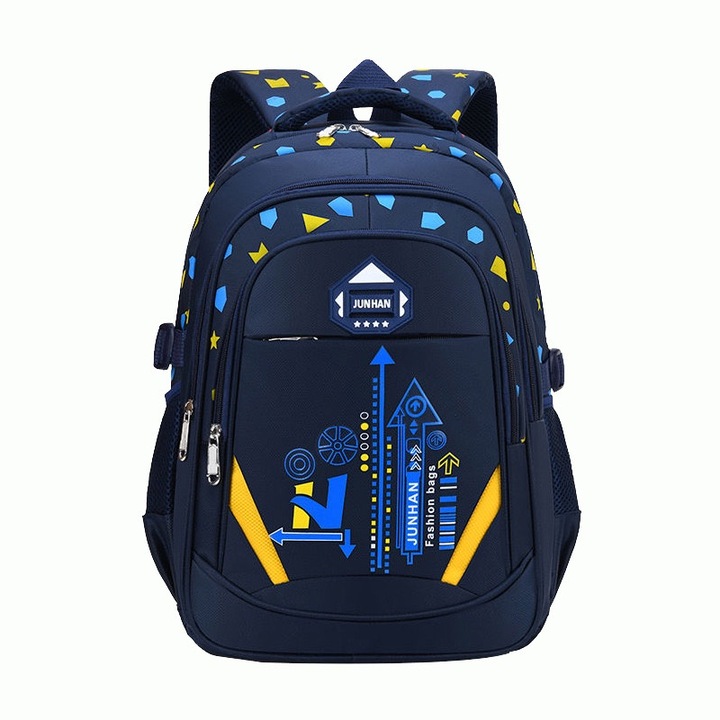 Rucsac Scolar, Bivacc Simple, Material: Poliester Oxford, Membrana Impermeabila: Da, Organizare: 2 Compartimente Exterioare, 1 Compartiment Interior, 3 Buzunare, Fermuare Metalice: Da, 38 x 29 x 17 cm, Albastru