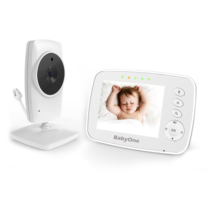 Бебефон LikeSmart BabyOne 3.2" LCD, нощно виждане, EcoMode, двупосочен звук, AI температура, разпознаване на звук, приспивни песни