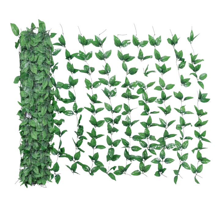 Оградна мрежа, изкуствени листа, Naimeed D5959, параван за балкон, тераса и ограда, зелен, 1000x3000 мм