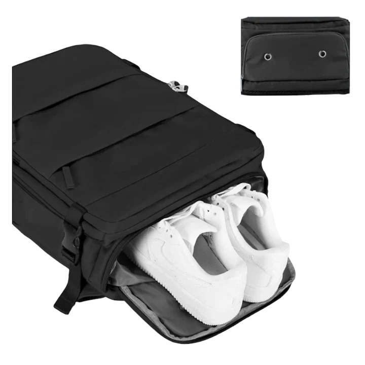 Rucsac multifunctional Cracos® 45x35x20 cm negru, compartiment captusit laptop - impermeabil