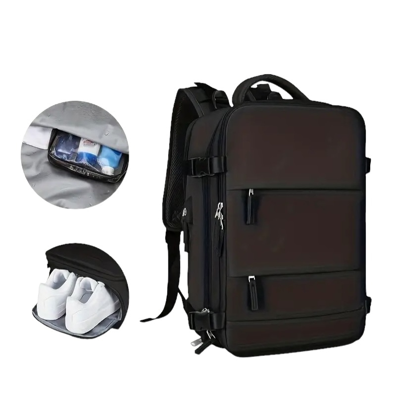 Rucsac multifunctional Cracos® 45x35x20 cm negru, compartiment captusit laptop - impermeabil