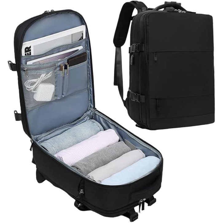 Rucsac multifunctional Cracos® 45x35x20 cm negru, compartiment captusit laptop - impermeabil