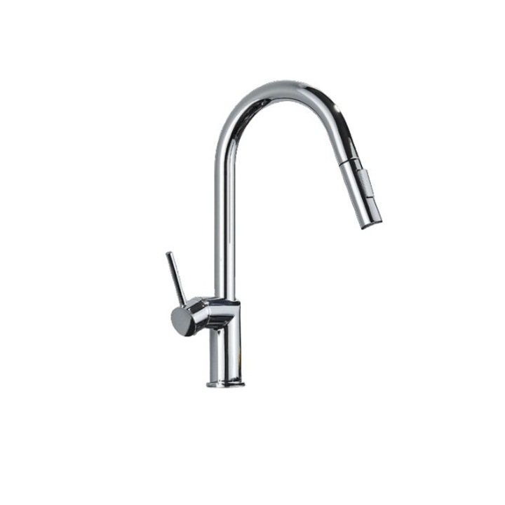 Смесител за кухненска мивка, Blackswan, Тип M383 с 2 режима и изтеглящ се душ, модел хром, размер 39 см