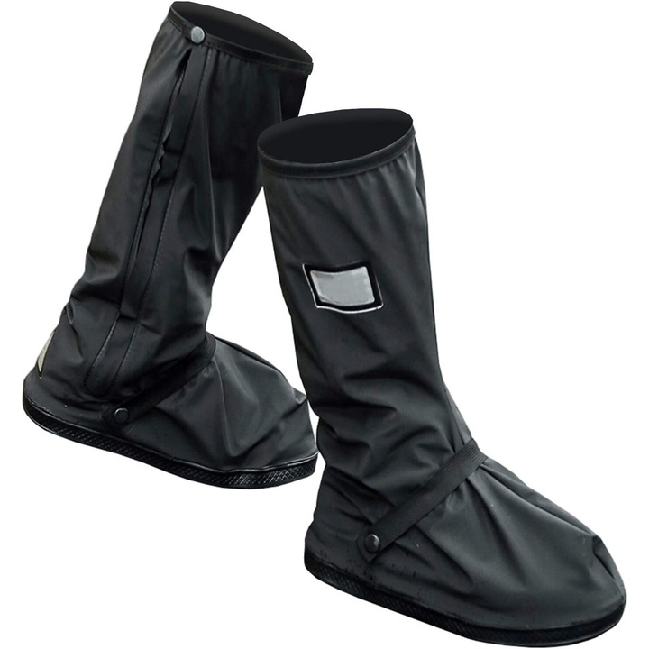 Husa de pantofi impermeabila, JENUOS®, antiderapante, protectie incaltaminte, reutilizabil, pentru intemperii, ploaie/noroi/zapada, M, Negre