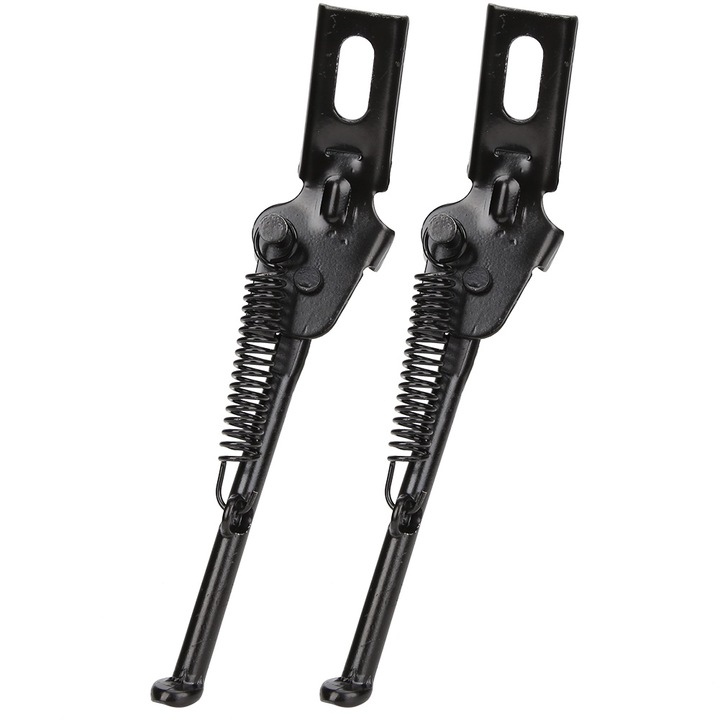 Set 2 suporturi laterale pentru bicicleta, ajustabile, otel carbon, 17cm, negru