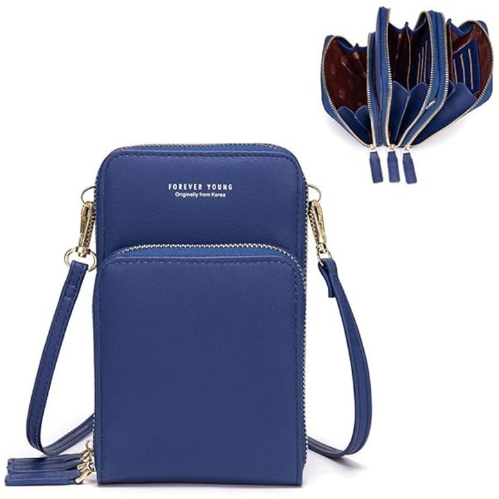 Többfunkciós mobiltelefon táska - Sötétkék