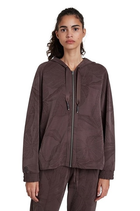 Hanorac din modal cu gluga Winter Jungle, Maro, S