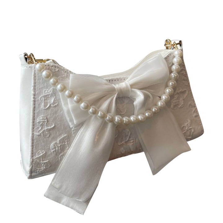 Jormftte női válltáska, fehér, nagy kapacitású, állítható vállpánt