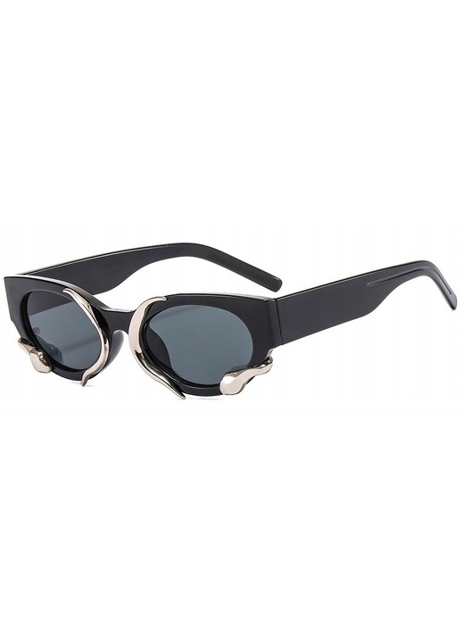 Ochelari de soare dama MAXAIR ST-MAX4, ovale, cu filtru UV400, negru/argintiu, set cu etui si laveta