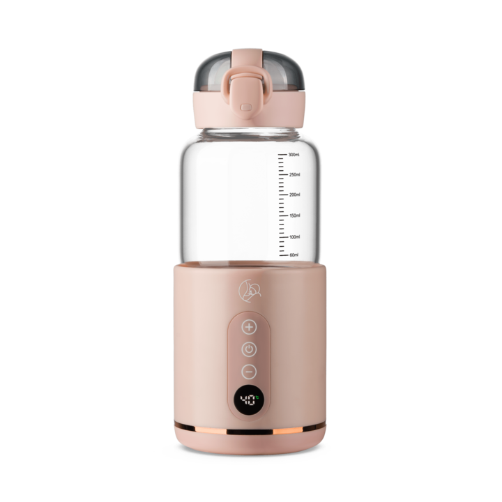 Incalzitor portabil MyBabyBottle pentru apa si lapte, ABS|Silicon|Sticla, roz