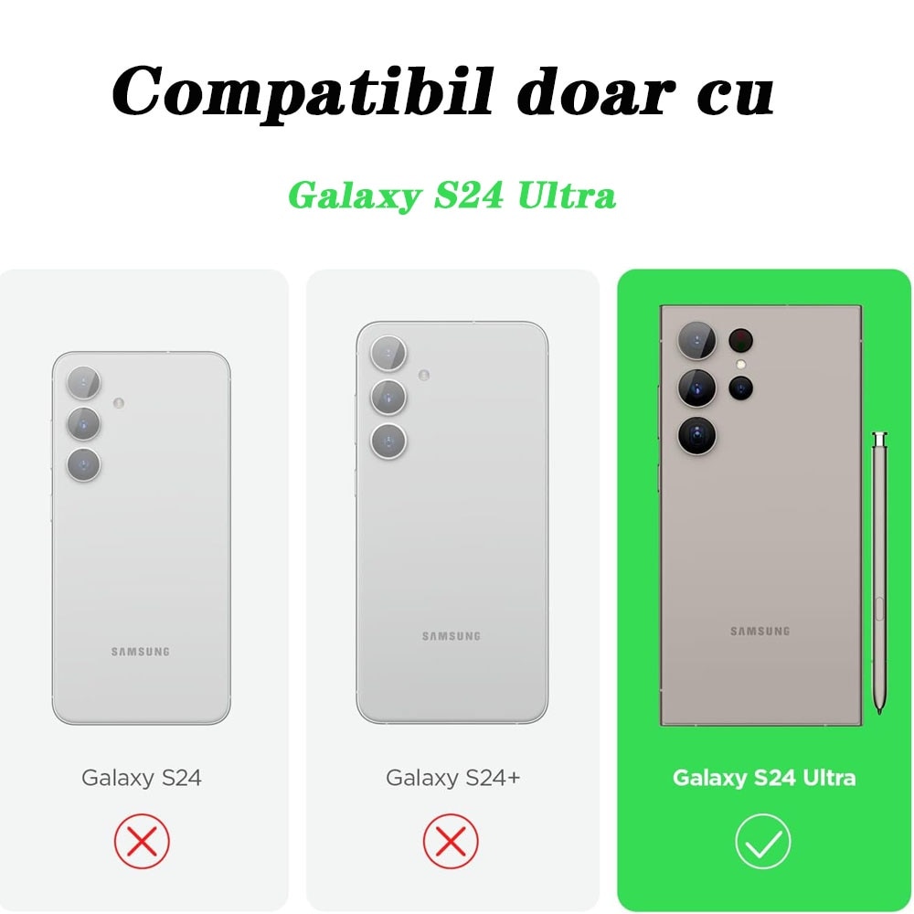 Husa telefon compatibila cu Samsung Galaxy S24 Ultra, Suport tip Astronaut 3D, Protectie camere, Margini Ridicate pentru Protectia Ecranului, Accente aurii, Negru