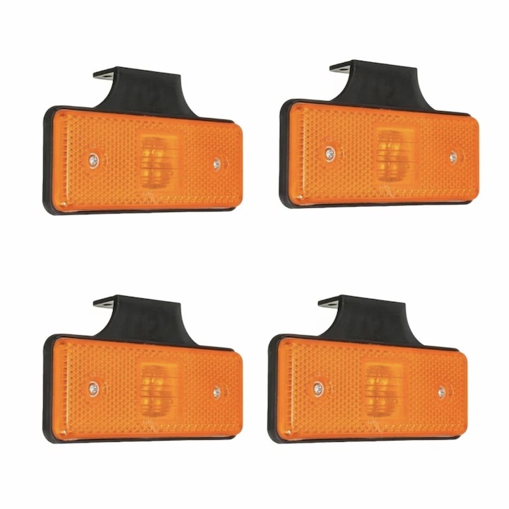 Set 4 bucati lampa led galbena 12v/24v cu picior prindere sub utilaj, remorca, tractor, camion, dimensiune 110x40mm, Yupy®