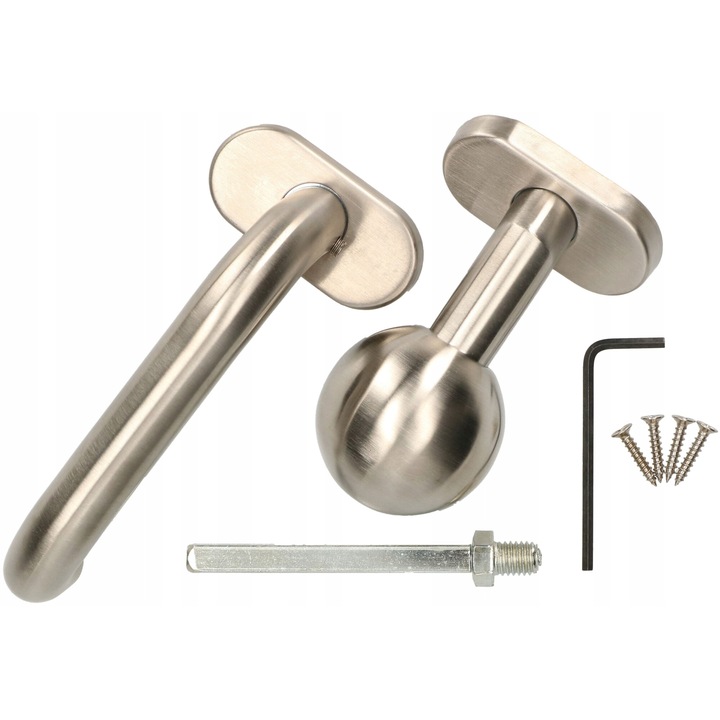 Maner usa Kotarbau, stanga, design minimalist, argintiu, 140x58mm