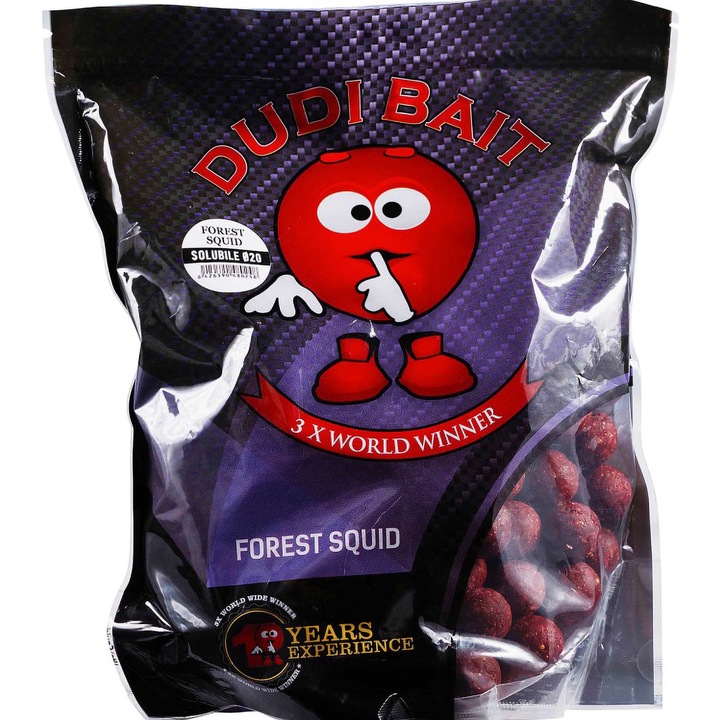 Boilies Proteine Carlig, Pescuit, Dudi Bait, Forest Squid Solubile 24 mm 1 kg