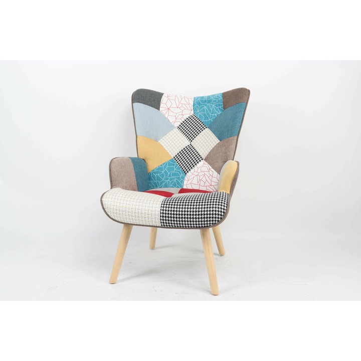 Fotel, Angel, Szövet, Patchwork, 69x75x96 h cm