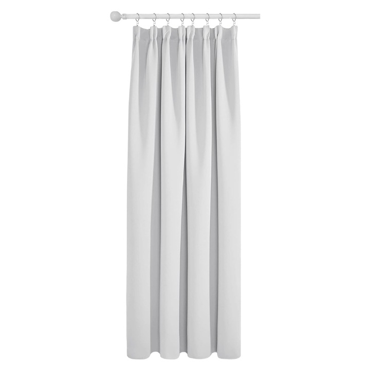 Perdea cu banda rejansa, Deconovo, 132 x 160 cm, Opaca, Blackout, pentru Intunecarea camerei, Protectie termica si lumina, Gri argintiu