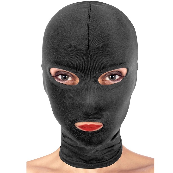 Фетиш маска Tentation, черна, унисекс, с отвори за очите и устата, универсален размер