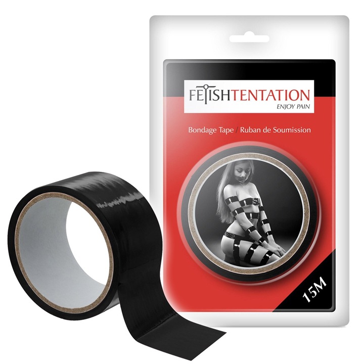 Set BDSM, Fetish Tentation, Tasma Bondage Tape, 15mx5cm, negru