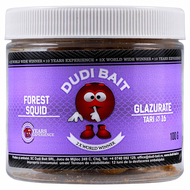 Boilies De Carlige, Dudi Bait, Forest Squid Invelit Tari Slow Working, 20 mm 100 g