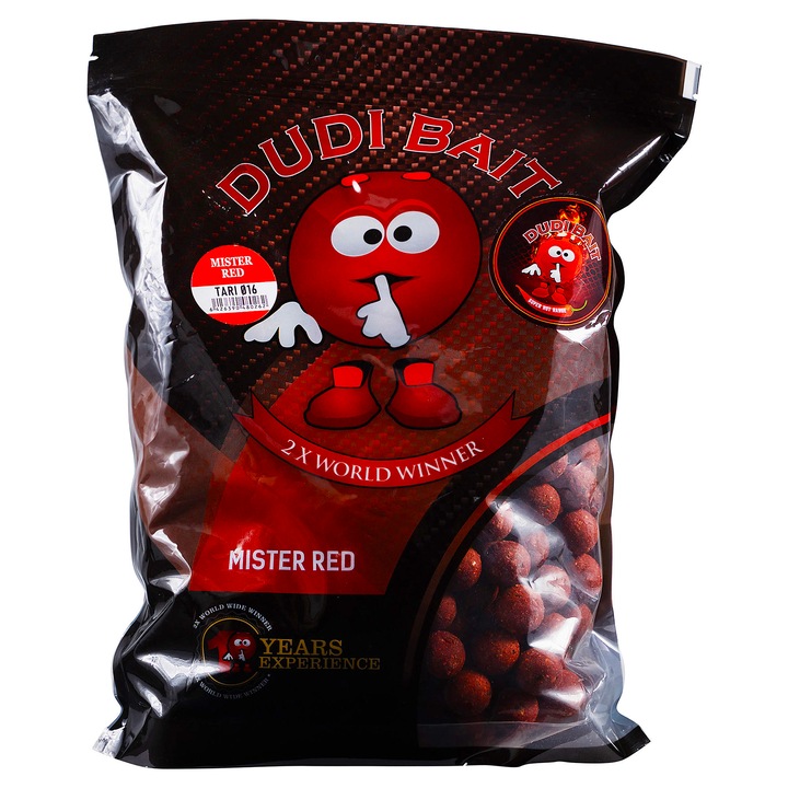 Boilies Proteine, Pescuit, Dudi Bait, Mister Red Tari Slow Working, 16 mm 1 kg