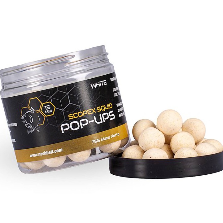 Boilies De Carlig, Pop Up, Nash, Scopex Squid Alb, 20 mm 75 g