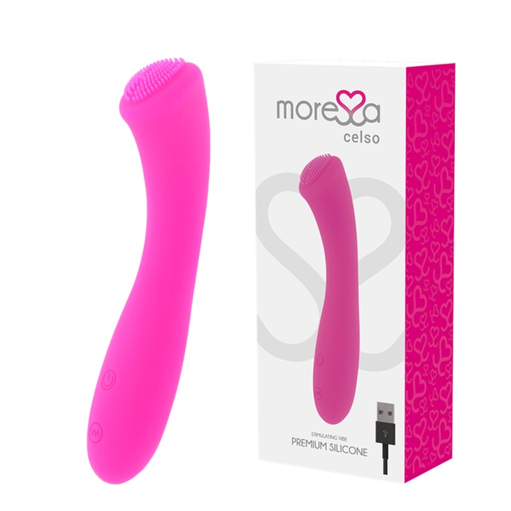 Moressa Celso vibrátor, szilikon, 30 vibrációs mód, 16 cm x 3,5 cm, USB újratölthető, vízálló