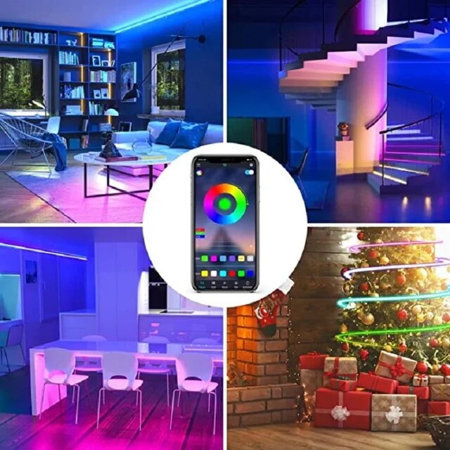 Banda led flexibila 5m RGB cu telecomanda Interior/exterior, Bluetooth ...
