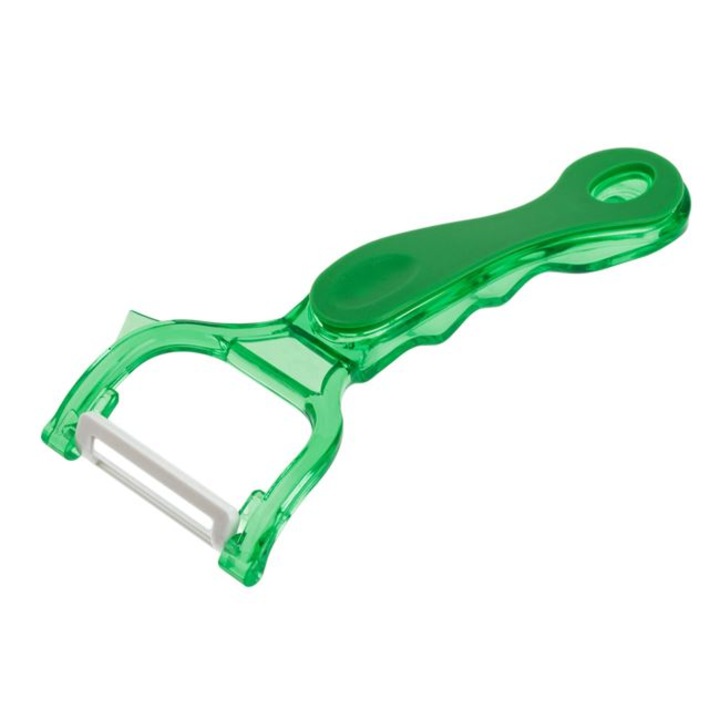 Decojitor manual cu maner din plastic verde si lama ceramica pentru a decoji legume si fructe, verde, 18cm