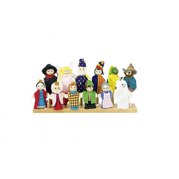 Goki ujjbáb készlet, fa, 12 db-os, tarka, alátámasztás nélkül