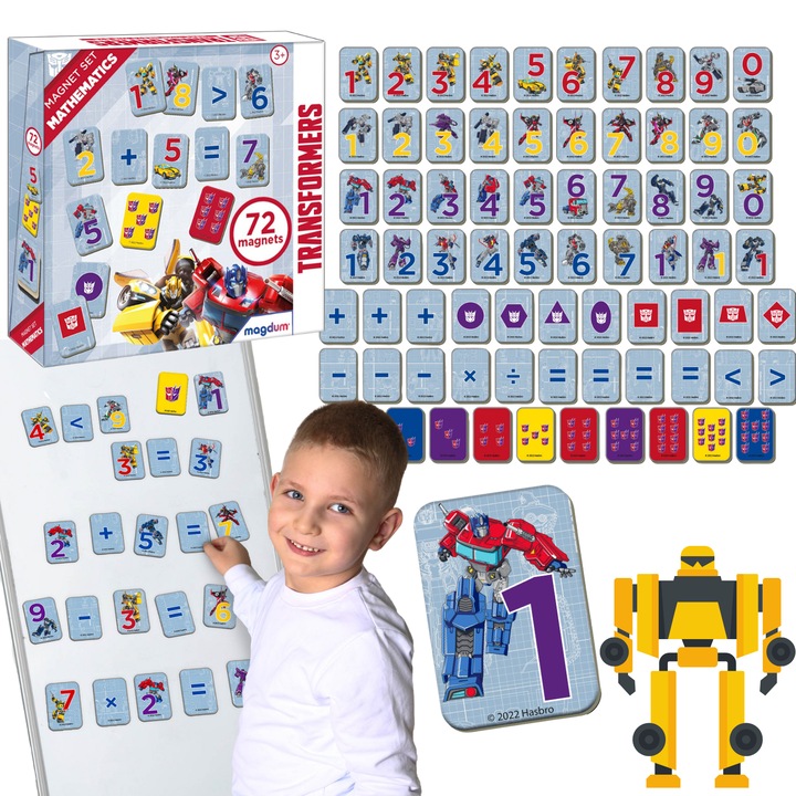 Set magneti, Maluk, Transformers, 72 piese, multicolor, 20.5x20.5x4 cm