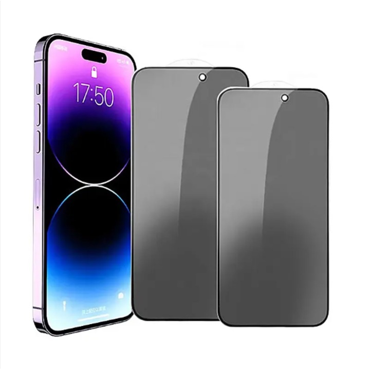 Защитно стъклено фолио, Privacy, Premium, съвместимо с iPhone 15 Pro Max, Secure glass, 9H, Черен