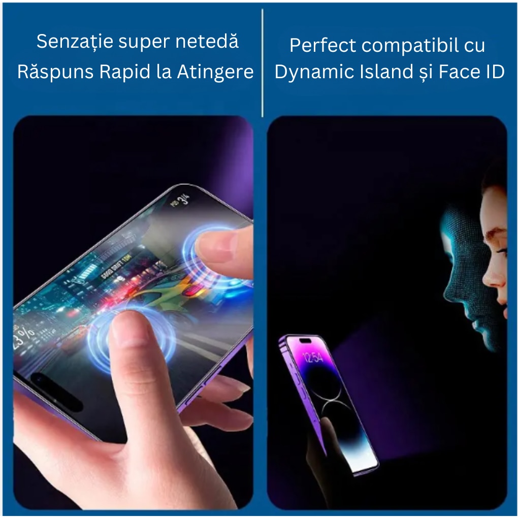Folie protectie din sticla, Privacy, Premium, compatibila cu iPhone 15 Pro, Sticla securizata, 9H, Negru