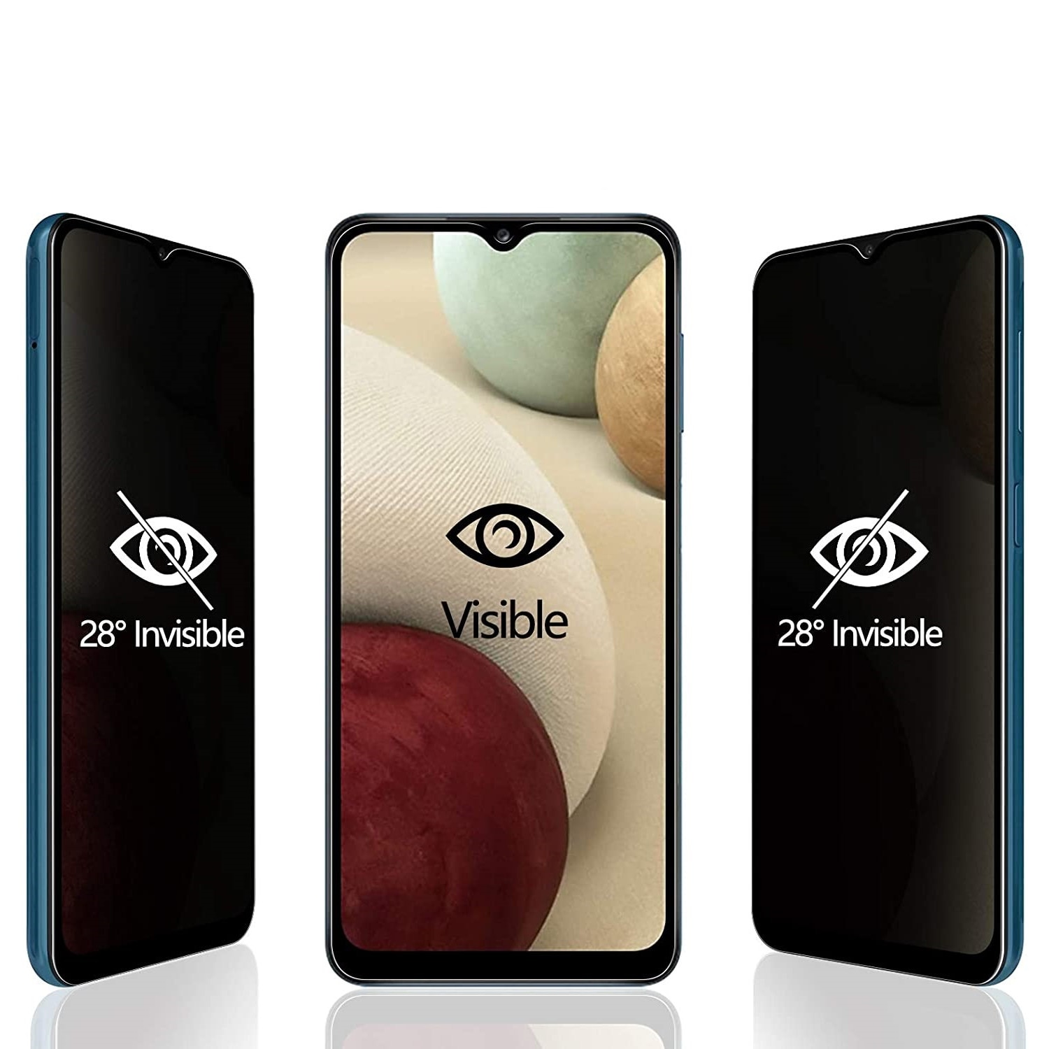 Folie protectie din sticla Privacy, compatibila cu Samsung Galaxy A12, full cover, full glue, case friendly