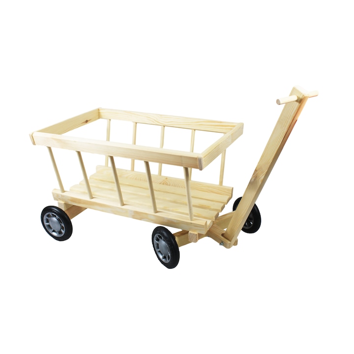 Декоративна градинска количка, Baczek, дърво, 68x41x39.5см