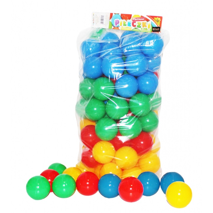 Комплект от 80 цветни топки Baczek, многоцветни, 70 мм