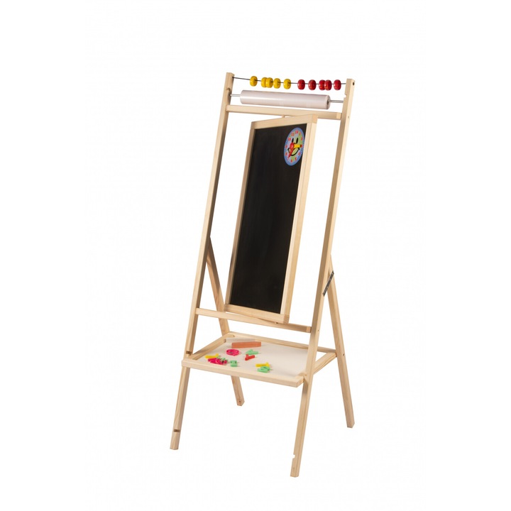 Tabla Educativa Dubla pentru Copii Baczek, Magnetica si cu Creta, cu Accesorii, Lemn