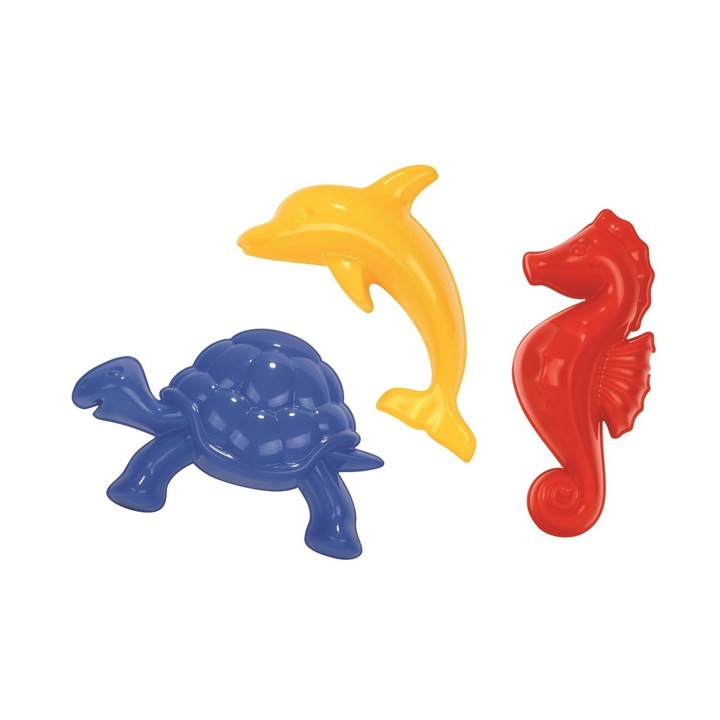 Комплект от 3 форми за пясък Baczek, морски животни, многоцветни